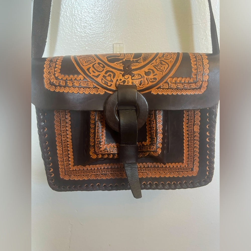 Hand made Brown and Black Leather Handbag